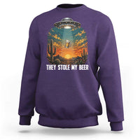 They Stole My Beer Sweatshirt Funny UFO Abducting Beer Mug Vintage Western Gift