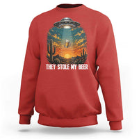 They Stole My Beer Sweatshirt Funny UFO Abducting Beer Mug Vintage Western Gift