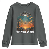 They Stole My Beer Youth Sweatshirt Funny UFO Abducting Beer Mug Vintage Western Gift