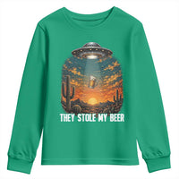 They Stole My Beer Youth Sweatshirt Funny UFO Abducting Beer Mug Vintage Western Gift