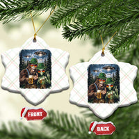 Funny Bigfoot Alien Oktoberfest Ceramic Ornament Selfie Beer Party German Lederhosen UFO Gift