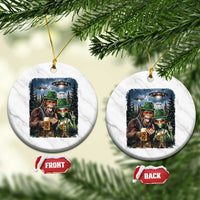 Funny Bigfoot Alien Oktoberfest Ceramic Ornament Selfie Beer Party German Lederhosen UFO Gift