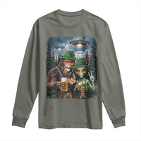 Funny Bigfoot Alien Oktoberfest Long Sleeve Shirt Selfie Beer Party German Lederhosen UFO Gift