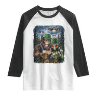 Funny Bigfoot Alien Oktoberfest Raglan Shirt Selfie Beer Party German Lederhosen UFO Gift