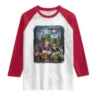 Funny Bigfoot Alien Oktoberfest Raglan Shirt Selfie Beer Party German Lederhosen UFO Gift