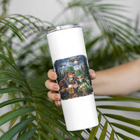 Funny Bigfoot Alien Oktoberfest Skinny Tumbler Selfie Beer Party German Lederhosen UFO Gift