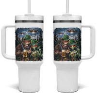 Funny Bigfoot Alien Oktoberfest Tumbler With Handle Selfie Beer Party German Lederhosen UFO Gift