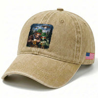 Funny Bigfoot Alien Oktoberfest Washed Cotton Baseball Cap Selfie Beer Party German Lederhosen UFO Gift