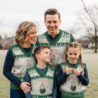 Merry F-Caw-F Chicken V-Neck Knit Sweater Vest Funny Xmas Gift - Wonder Print Shop