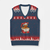 Merry F Caw F Santa Chicken V-Neck Knit Sweater Vest Funny Xmas Gift - Wonder Print Shop