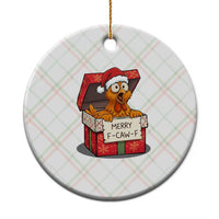 Merry F Caw F Santa Chicken Ceramic Ornament Funny Xmas Gift - Wonder Print Shop