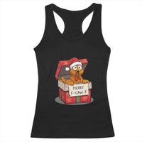 Merry F Caw F Santa Chicken Racerback Tank Top Funny Christmas Gift - Wonder Print Shop