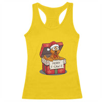 Merry F Caw F Santa Chicken Racerback Tank Top Funny Christmas Gift - Wonder Print Shop