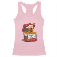 Merry F Caw F Santa Chicken Racerback Tank Top Funny Christmas Gift - Wonder Print Shop