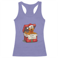 Merry F Caw F Santa Chicken Racerback Tank Top Funny Christmas Gift - Wonder Print Shop