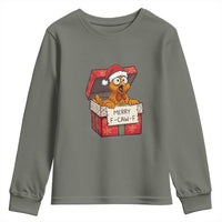 Merry F Caw F Santa Chicken Youth Sweatshirt Funny Christmas Gift - Wonder Print Shop