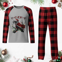 F Caw F Raven Sarcastic Joke Plaid Pajama Set Holiday Gag Gift - Wonder Print Shop