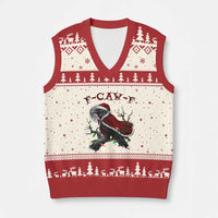 F Caw F Raven Sarcastic Joke V-Neck Knit Sweater Vest Holiday Gag Gift - Wonder Print Shop