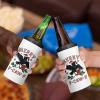 Merry F Caw F Raven Lover 4 in 1 Can Cooler Tumbler Funny Holidays Gift - Wonder Print Shop