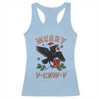 Merry F Caw F Raven Lover Racerback Tank Top Funny Holidays Gift - Wonder Print Shop