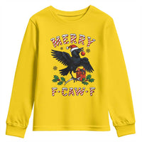 Merry F Caw F Raven Lover Youth Sweatshirt Funny Holidays Gift - Wonder Print Shop
