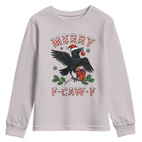 Merry F Caw F Raven Lover Youth Sweatshirt Funny Holidays Gift - Wonder Print Shop