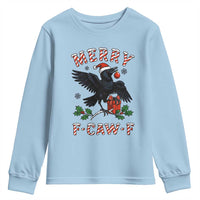 Merry F Caw F Raven Lover Youth Sweatshirt Funny Holidays Gift - Wonder Print Shop