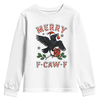 Merry F Caw F Raven Lover Youth Sweatshirt Funny Holidays Gift - Wonder Print Shop