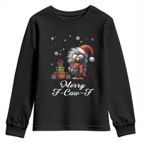 Merry F Caw F Raven Lover Youth Sweatshirt Funny Christmas Gift - Wonder Print Shop