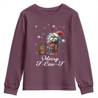 Merry F Caw F Raven Lover Youth Sweatshirt Funny Christmas Gift - Wonder Print Shop