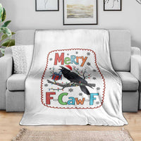 Funny Christmas Santa Raven Throw Blanket Merry F Caw F Joke Gift - Wonder Print Shop