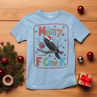 Funny Christmas Santa Raven T Shirt Merry F Caw F Joke Gift - Wonder Print Shop