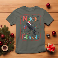 Funny Christmas Santa Raven T Shirt Merry F Caw F Joke Gift - Wonder Print Shop