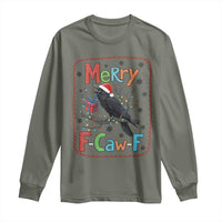 Funny Christmas Santa Raven Long Sleeve Shirt Merry F Caw F Joke Gift - Wonder Print Shop