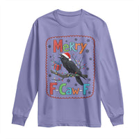 Funny Christmas Santa Raven Long Sleeve Shirt Merry F Caw F Joke Gift - Wonder Print Shop