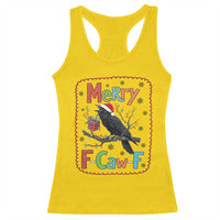 Funny Christmas Santa Raven Racerback Tank Top Merry F Caw F Joke Gift - Wonder Print Shop