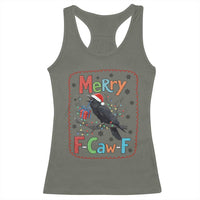 Funny Christmas Santa Raven Racerback Tank Top Merry F Caw F Joke Gift - Wonder Print Shop