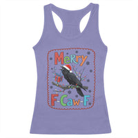 Funny Christmas Santa Raven Racerback Tank Top Merry F Caw F Joke Gift - Wonder Print Shop