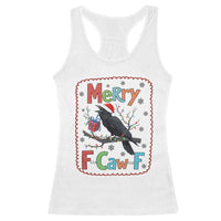 Funny Christmas Santa Raven Racerback Tank Top Merry F Caw F Joke Gift - Wonder Print Shop
