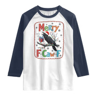 Funny Christmas Santa Raven Raglan Shirt Merry F Caw F Joke Gift - Wonder Print Shop