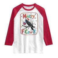 Funny Christmas Santa Raven Raglan Shirt Merry F Caw F Joke Gift - Wonder Print Shop