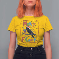 Funny Christmas Santa Raven T Shirt For Women Merry F Caw F Joke Gift - Wonder Print Shop