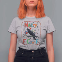Funny Christmas Santa Raven T Shirt For Women Merry F Caw F Joke Gift - Wonder Print Shop
