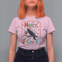 Funny Christmas Santa Raven T Shirt For Women Merry F Caw F Joke Gift - Wonder Print Shop