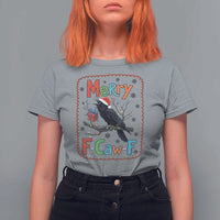 Funny Christmas Santa Raven T Shirt For Women Merry F Caw F Joke Gift - Wonder Print Shop