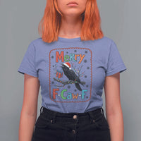 Funny Christmas Santa Raven T Shirt For Women Merry F Caw F Joke Gift - Wonder Print Shop