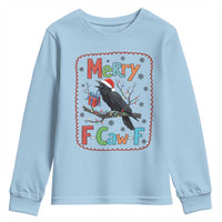 Funny Christmas Santa Raven Youth Sweatshirt Merry F Caw F Joke Gift - Wonder Print Shop