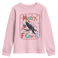 Funny Christmas Santa Raven Youth Sweatshirt Merry F Caw F Joke Gift - Wonder Print Shop