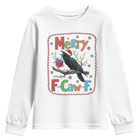 Funny Christmas Santa Raven Youth Sweatshirt Merry F Caw F Joke Gift - Wonder Print Shop