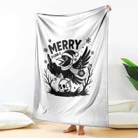 Merry F Caw F Christmas Raven Throw Blanket Funny Holiday Gift - Wonder Print Shop
